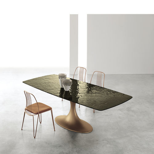 Contemporary dining table - CALICE GLASS - Target Point - glass / resin base / rectangular