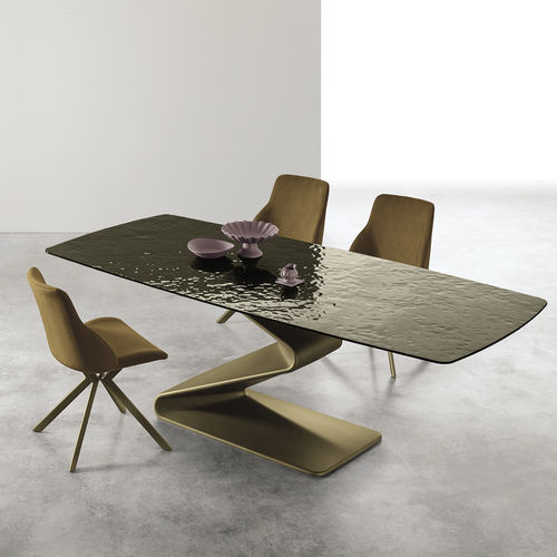 Contemporary dining table - ZED GLASS - Target Point - glass / resin base / rectangular