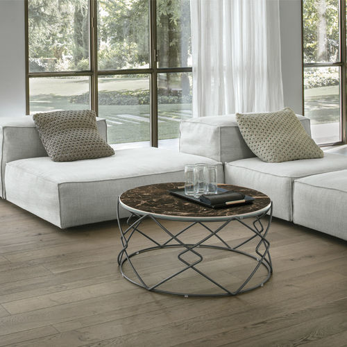 Contemporary coffee table - DRUM - Target Point - glass / porcelain stoneware / painted metal base