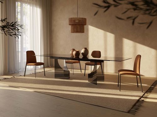 Modern dining table - FATUM GLASS - Target Point - glass / glass base / rectangular