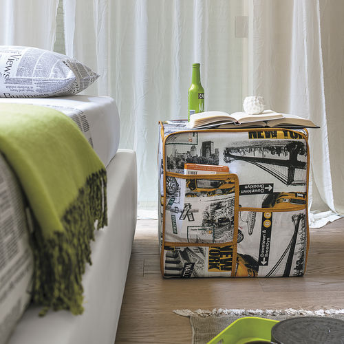 Contemporary pouf - CITYMAP - Target Point - fabric / square / with magazine rack