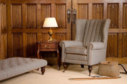 Traditional armchair - DUNMORE - Tetrad Associates - leather / fabric / wing