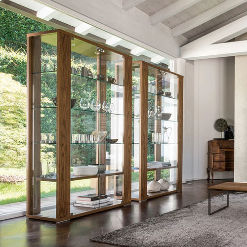Contemporary display case - AURORA - Tonin Casa - tempered glass / wooden / illuminated
