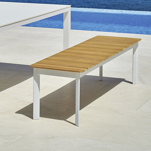 Contemporary garden bench - SYSTEM - Varaschin - teak / fabric / aluminum
