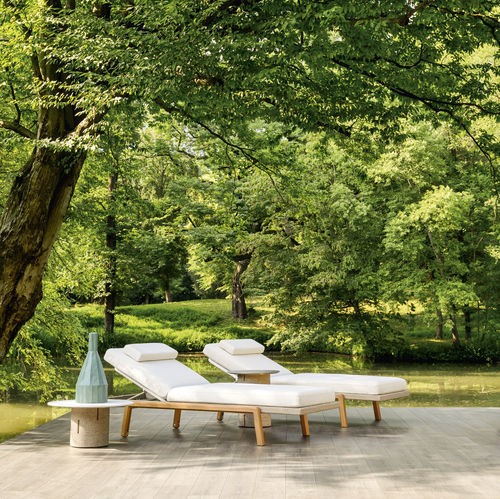 Contemporary sun lounger - 2576 - Varaschin - fabric / aluminum / iroko
