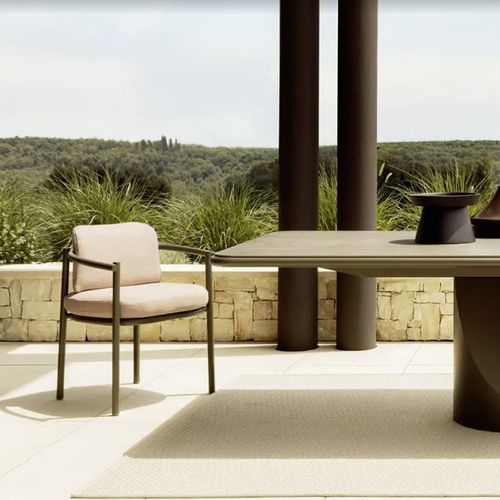 Minimalist design dining chair - ALLEGRA SLIM - Varaschin - for outdoor use / lacquered steel / thermo-lacquered aluminum