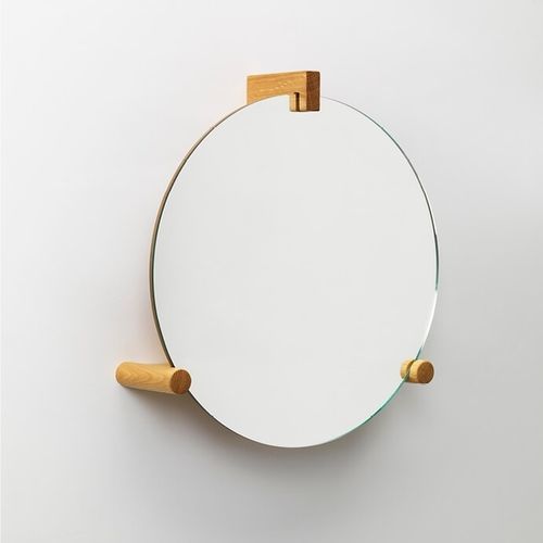 Wall-mounted mirror - June - Zilio A&C - contemporary / round / oak