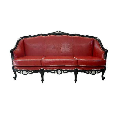 New Baroque design sofa - MARSHAL CROCODILE - David Style - leather / red / 3-seater