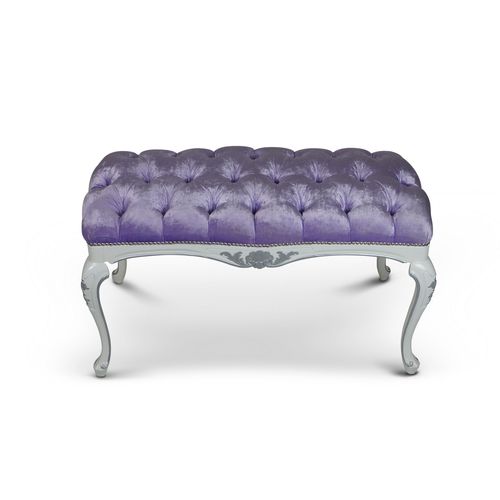 New Baroque design upholstered bench - David Style - fabric / painted wood / custom