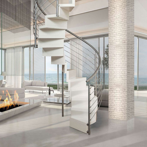 Helical staircase - CHIC SILVER INOX - ITALIAN FASHION STAIRS - wooden step / home / indoor