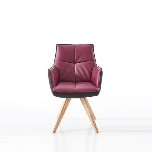 Contemporary chair - 1202 - Koinor - indoor / leather / solid wood base