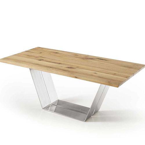 Contemporary dining table - T1019 - Koinor - solid wood / metal base / rectangular