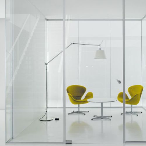 Removable partition - BAYA - Clestra - with glass panel / double-glazed / commercial
