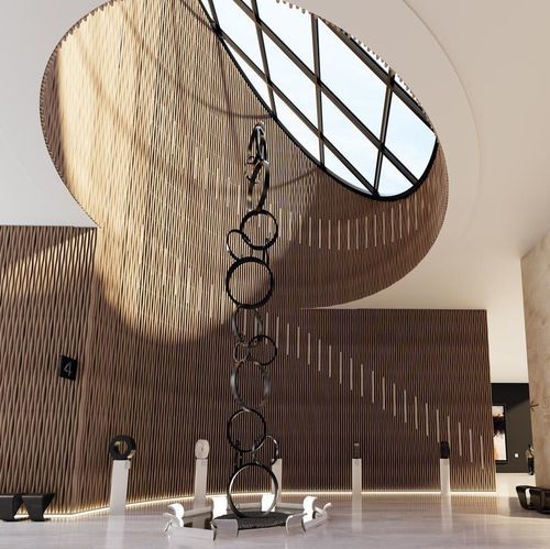 False ceiling sound-absorbing panel - LINEA BAMBOO WAVE - LAUDESCHER - Douglas fir / solid wood / oak
