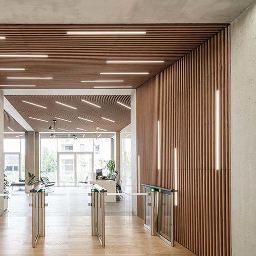 Acoustic wall panel - LINEA 2.4.3 - LAUDESCHER - fir / Douglas fir / solid wood