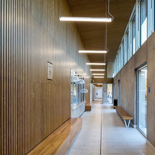 Acoustic wall panel - LINEA 9.2.1 - LAUDESCHER - fir / solid wood / oak