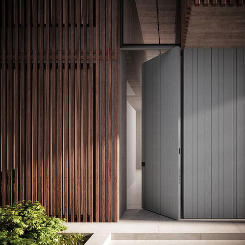 Entry door - SYNUA | Skydoors - Oikos Venezia - aluminum / pivoting / contemporary