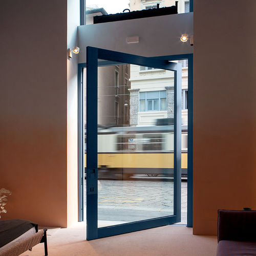 Entry door - NOVA - Oikos Venezia - security glass / steel / pivoting with offset axis