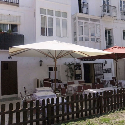 Square parasol - BOIS D'HONFLEUR® - Socotex - Abritez-vous chez nous - rectangular / mast-centered / Sunbrella®