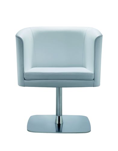 Contemporary armchair - COURT - Rossin - fabric / central base / swivel