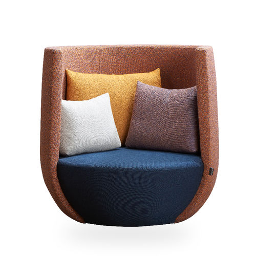 Contemporary armchair - NIDO - Rossin - fabric / solid wood / plywood