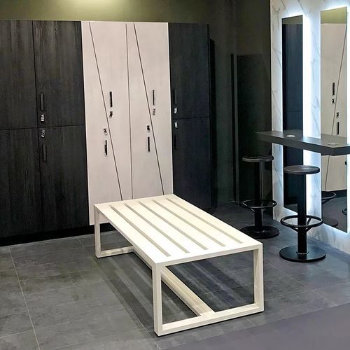 Contemporary locker room bench - TECNO - Fit Interiors - thermo-lacquered aluminum / without backrest / without armrests