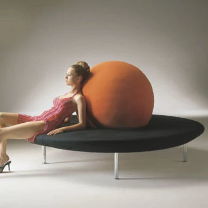 Original design upholstered bench - GIRAMONDO - Giovannetti Collezioni - fabric / metal base / metal
