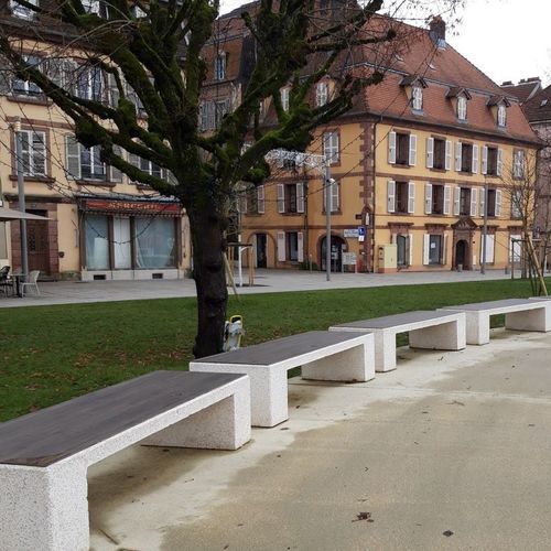 Concrete public bench - Banc béton moderne - Francioli - laminated wood / outdoor / outdoor