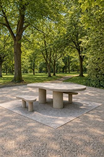 Contemporary picnic table - TPEHGS - Francioli - concrete / concrete base / curved