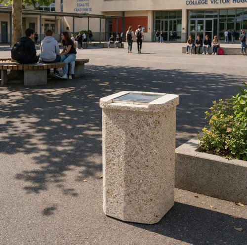 Public trash can - AP130P - Francioli - concrete / with lid / outdoor