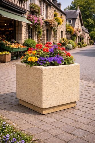 Concrete planter - JC - Francioli - square / cube-shaped / modular