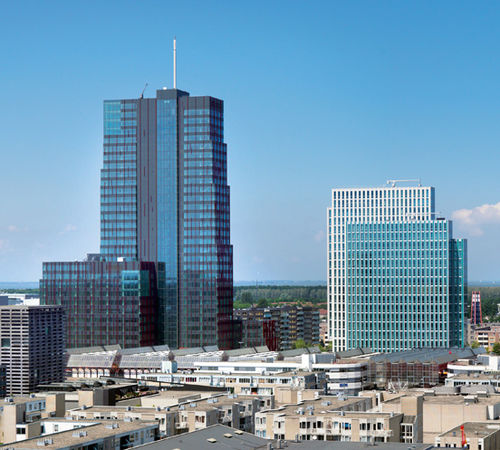 Stick system curtain wall - WTC CARLTON TOWER - Permasteelisa - aluminum and glass / stone
