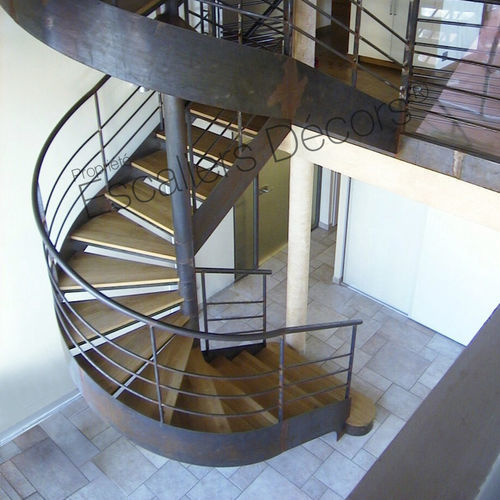 Half-turn staircase - LOFT DH67 SPIR'DÉCO® - ESCALIERS DECORS - wooden step / steel frame / home