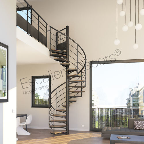 Spiral staircase - ATELIER LOFT SH51 SPIR'DÉCO®  - ESCALIERS DECORS - wooden step / metal step / steel frame