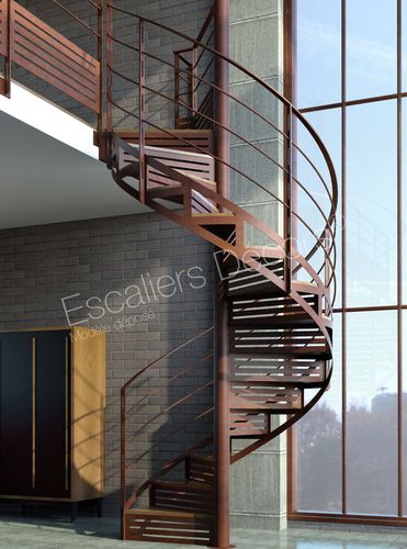 Spiral staircase - GRAPHIQUE DH114 SPIR'DÉCO®  - ESCALIERS DECORS - wooden step / metal step / laquered steel frame