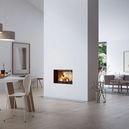 2-sided fireplace insert - VISIO TUNNEL - Attika Feuer AG - wood-burning / steel / radiation