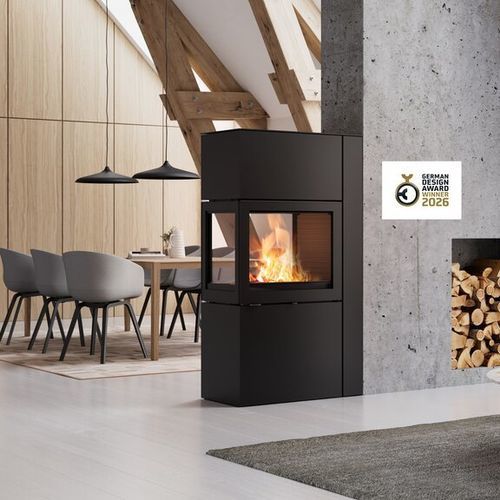 Wood heating stove - 600 RD - Attika Feuer AG - free-standing / 3-sided / contemporary