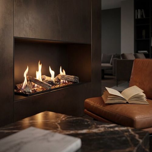 Central fireplace insert - LOGICWOOD LINEAR - Attika Feuer AG - bioethanol / natural convection / contemporary