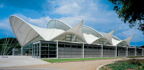 Fiberglass architectural membrane - SAGA HEADQUARTERS AMENITY BUILDING - Hightex - PTFE / for tensile structures