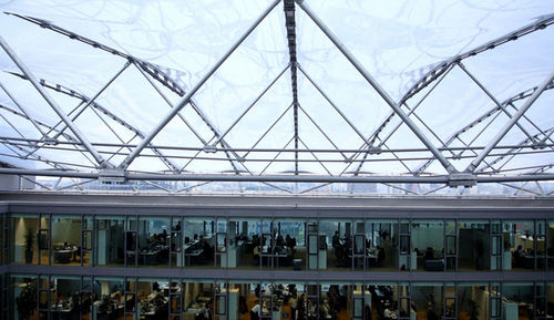 Cable-and-membrane tensile structure - SLOVENSKÁ SPORITEĽŇA BANK  - Hightex - roof / with ETFE membrane / retractable
