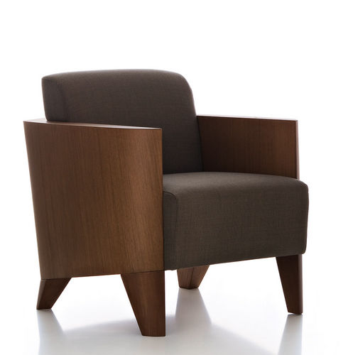 Contemporary armchair - GIO - Fornasarig - fabric / wooden