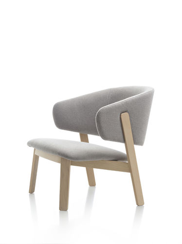 Scandinavian design armchair - WOLFGANG LOUNGE - Fornasarig - leather / fabric / wooden