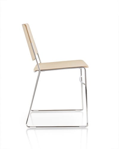 Oak conference chair - LINK - Fornasarig - molded plywood / wire / laminate
