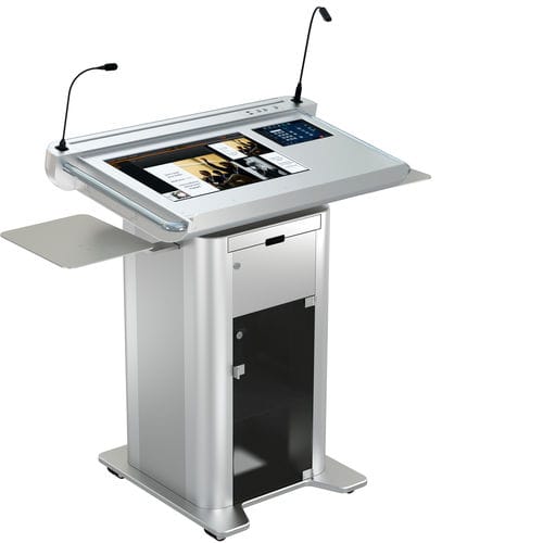 Conference lectern - ILS SYNERGY QC - Intelligent Lectern Systems - logo / machined / stand-up