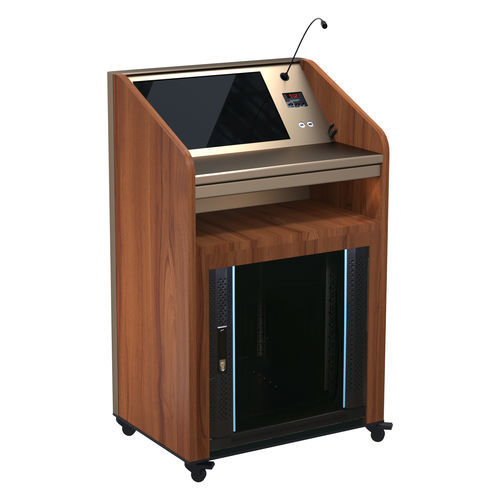 Conference lectern - 32W - Intelligent Lectern Systems - with drawer / logo / on casters