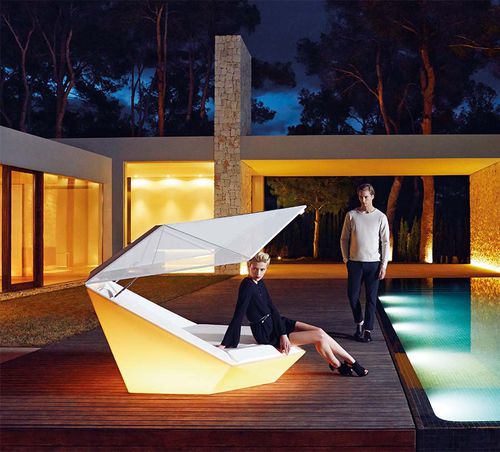 Contemporary sun lounger - FAZ - VONDOM - fabric / polyethylene / illuminated