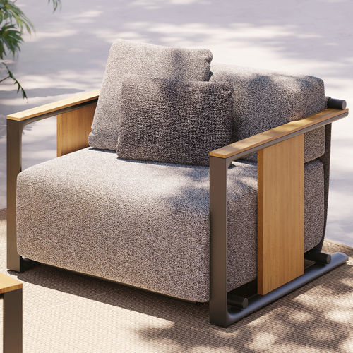 Contemporary armchair - Tulum  - VONDOM - fabric / aluminum / teak
