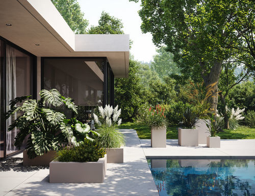 Polyethylene planter - LAND  - VONDOM - square / illuminated / contemporary