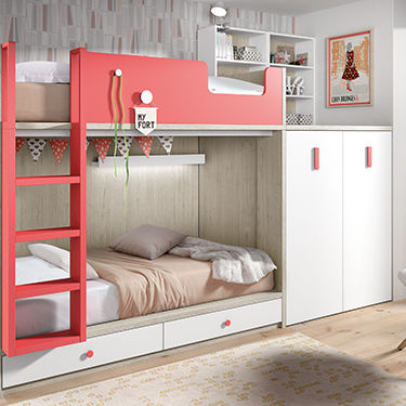Bunk bed - OLDSCHOOL KIDS 79 - ROS 1 S.A. - double / contemporary / with in-base storage