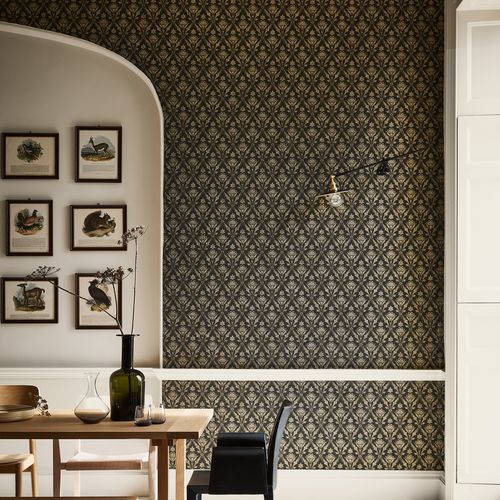 Traditional wallpaper - BOROUGH HIGH ST  - The Little Greene - baroque / metallic look / gray
